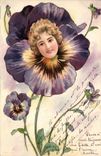 CPA Fantaisie Femme Fleur Illustrateur