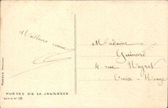 CPA Fantaisie Femme Bonne annee Sous votre aimable tete Andre Chenier Aussol Poetes de la jeunesse