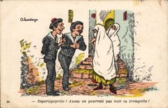 CPA Illustrateur Tanguy Saperlipopette Avant on pourrait pas voir ta trompette