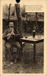 Auvergne CPA Folkore character has table (music costume)