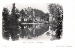 CPA Auvergne Saint Flour View (with the back publicity Roquefort Cheese)