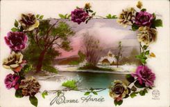 CPA Fantaisie Fleur Bonne annee