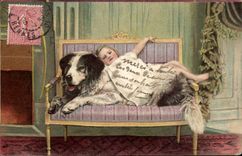 CPA Phantasie-Kind und Hund (Hund)