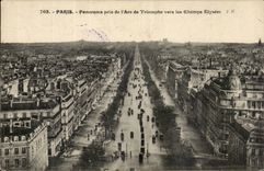 Paris CPA Panorama taken of Arc de Triomphe towards the Elysees Fields