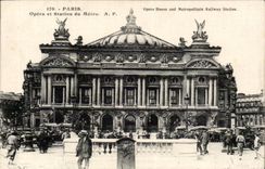 Paris CPA L'opera et station du Metro