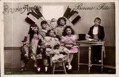 Das CPA Phantasie-Kind-gluckliche neue Jahr gut feiert Marionnettes Marionette