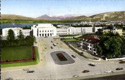 Switzerland Geneva MODERN CARD the palate of the Nations Seen on the city and the Mount Blanc