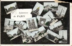 Paris CPA Souvenir Tour Eiffel Arc de triomphe 