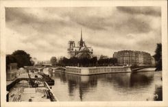 Paris CPA Notre DAme et l'ile de la cite Pont de l'archeveche