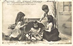 CPA Phantasie-Kinder und Kaninchen (Kaninchen)