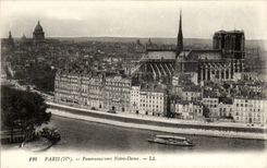 Paris CPA Panorama vers Notre Dame