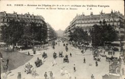 Paris CPA Which occurred of the Opera and place of the French theater (fountain of Carrier Belleure and Moreau)