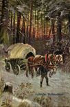 CPA Fantasy Frohliche Weihnachten (Christmas coach horses)