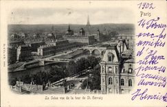 Paris CPA La Seine vue de la Tour de St Gervais (Tour Eiffel)