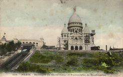 Paris CPA Montmartre Basilique du Sacre Coeur et funiculaire de Montmartre