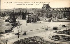 Paris CPA Panorama des Tuileries et l'arc de triomphe du Carrousel