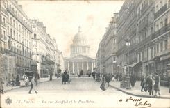 Paris CPA the street Soufflot and the Pantheon
