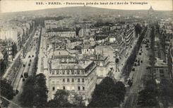 Paris CPA Panorama taken top of Arc de Triomphe