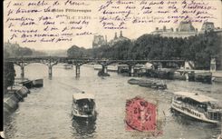 Paris CPA Le pont des Arts et le Louvre