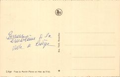 Belgie Belgium Liege CPA Places market (perron and town hall)