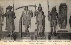 Paris CPA Hotel of Invalides the Room Bougainville exotic Types of warriors Malayan Borneo