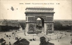 Paris CPA Seen generle of Arc de Triomphe of Etoile (plane)