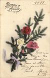 CPA Fantaisie Fleurs Bonne annee