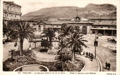 Toulon - the Public garden Albert I and Train station - CPA