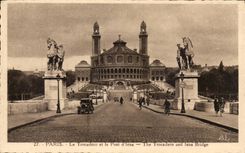 Paris - 16 - Le Trocadero et le Pont d'Iena - automobile - CPA 