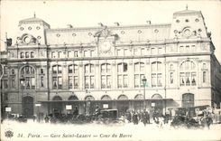 Paris - 8 - Train station St Lazare - Court of the harbor - Barouche - CPA