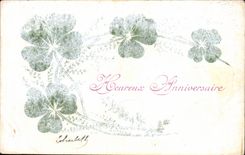 Fantasy - Festivals - Happy Birthday - clover - carries happiness - furnace leaf clover - CPA