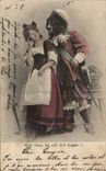 Fantaisie - Couple - Beauty and the Beast - Humour - Disinterested Woman - CPA Mousquetaire (musketeer)