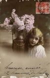 Fantasy - Child - Fair child with enormous vase off flowers - CPA