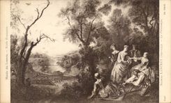 Tableaux - Arts - Musee du Louvre - Lancret - Le Printemps - The Music lesson - - intrument - CPA 