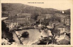 Fountain of Vaucluse - Overall picture of the village and the large Basin of the Beach - CPA