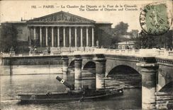 Paris CPA the bridge of the Harmony the House of Commons (Pierrot boat)