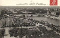 Paris CPA Panorama towards Passy View of the footbridge of the Subway