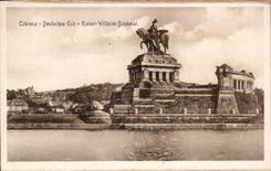 CPA Coblenz Deutsches Eck Kaiser Wilhelm Denkmal