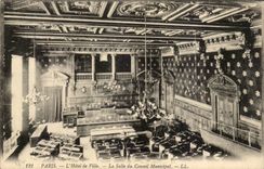 Paris CPA L'hotel de ville La salle du conseil municipal
