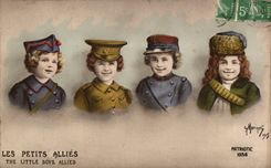 CPA Fantasy Children the small ones combine the little servant boys allied (militaria)