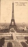 Paris CPA Panoramic View on the Eiffel Lathe and the large wheel