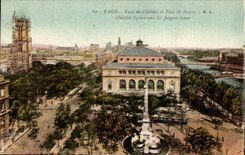 Paris CPA La place du Chatelet et Tour Saint Jacques