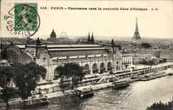 Paris CPA Panorama towards the new Station of Orleans (Eiffel Tower)
