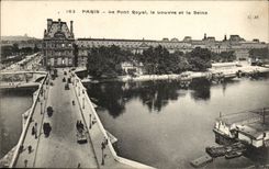 Paris CPA Le pont royal le Louvre et la Seine