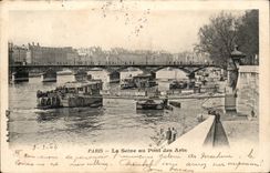 Paris CPA the Seine with the Bridge of Arts