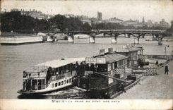 Paris CPA the Seine with the Bridge of Arts