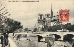 Paris CPA Pont de l'archeveche et Notre Dame