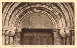 Str Savin CPA der Abteikirche Tympanum des grossen Gatter Christ-Priesters