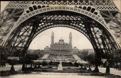 Paris CPA Eiffel Tower and Palais of Trocadero