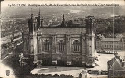 Lyon CPA Basilica of ND of fourviere seen side catch of the metal tower